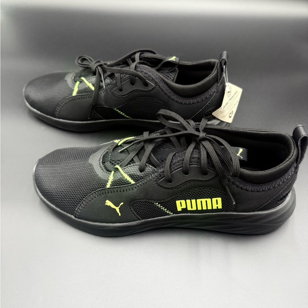 Puma Men's Black and Neon Green Better Foam Running Shoes